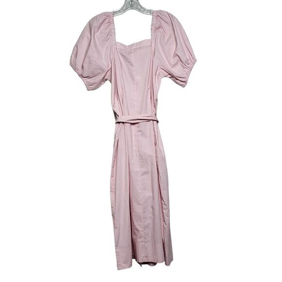 J.Crew Cottage Pink Puff Sleeves Midi Button Up Belted Dress Size XS - Picture 9 of 12